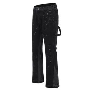 Hammer loop flare detail paint splatter pants